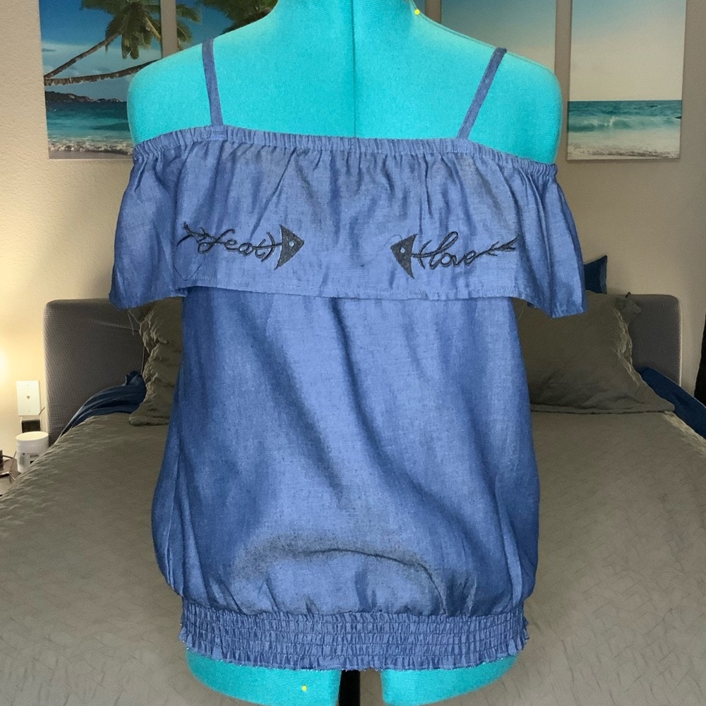 Denim off the shoulder top